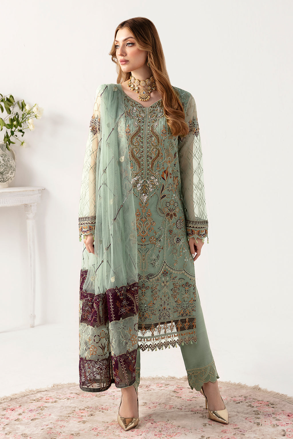 Ramsha | Minhal Organza Collection | M-1108 by Designer Ramsha - House of Maryam - Pakistani Designer Ethnic Wear in {{ shop.shopifyCountryName }}