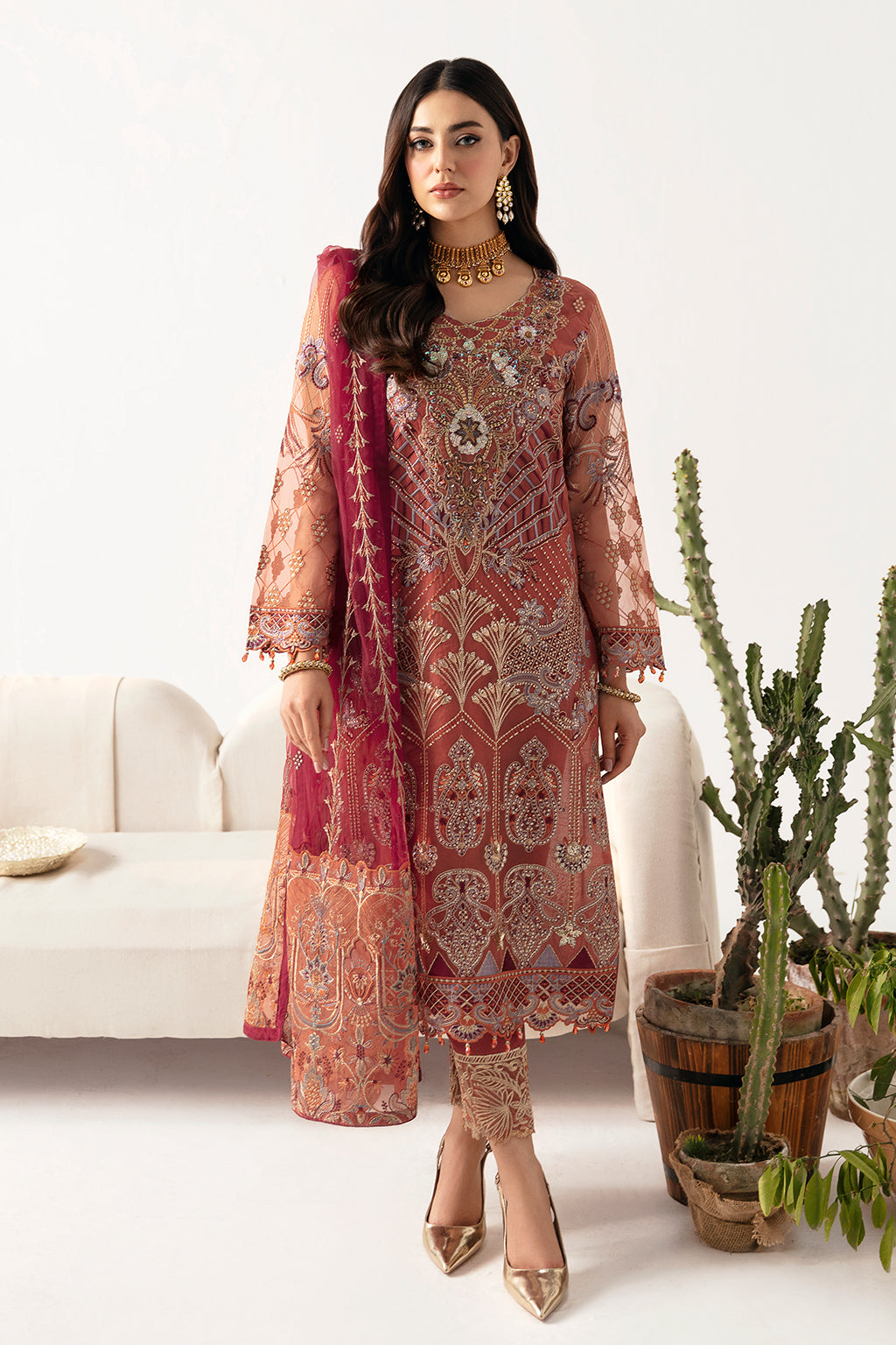 Ramsha | Minhal Organza Collection | M-1103 -  Ramsha Formal - Original Designer Dress - House of Maryam