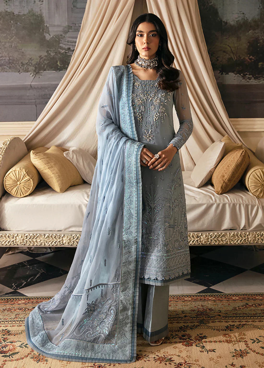 Gulaal | Embroidered Chiffon 23 | Zuria -  Gulaal Formal - Original Designer Dress - House of Maryam