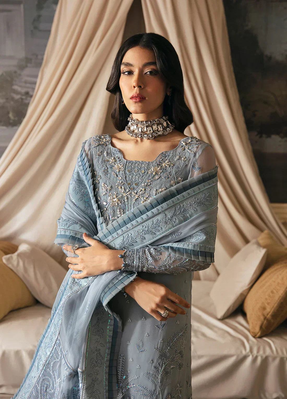 Gulaal | Embroidered Chiffon 23 | Zuria -  Gulaal Formal - Original Designer Dress - House of Maryam
