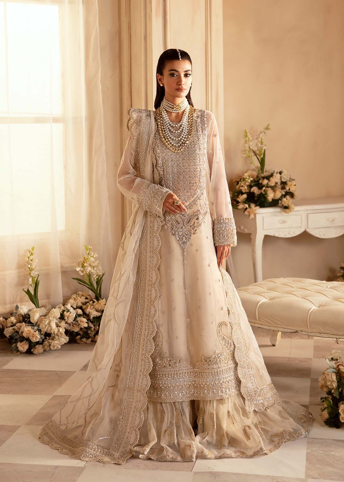 Akbar Aslam Azucena organza formal shirt and sharara