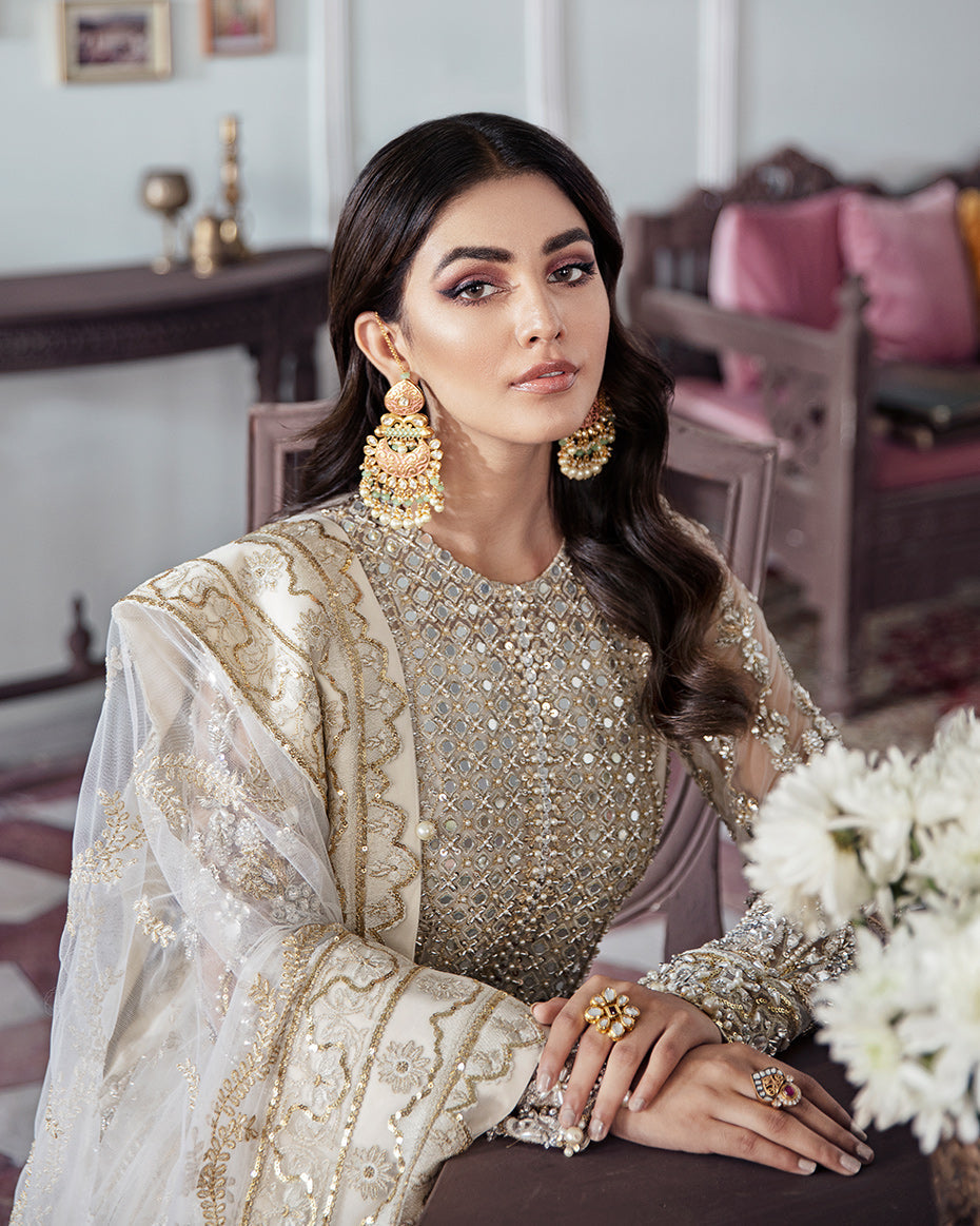 Gulaal | Wedding Formals | Mehr Embroidered Net 3-Piece Suit WS-19