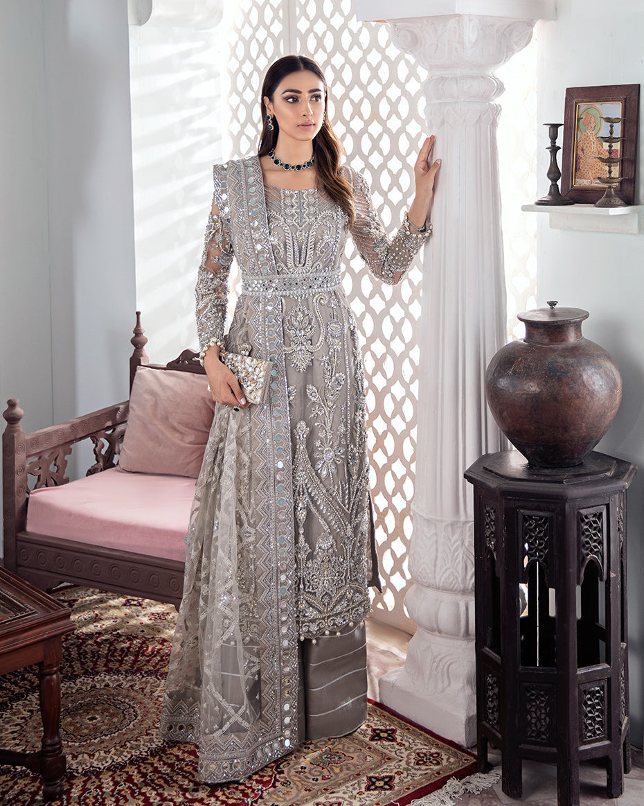 Gulaal | Wedding Formals | Gulnoor Embroidered Net 3-Piece Suit WS-18