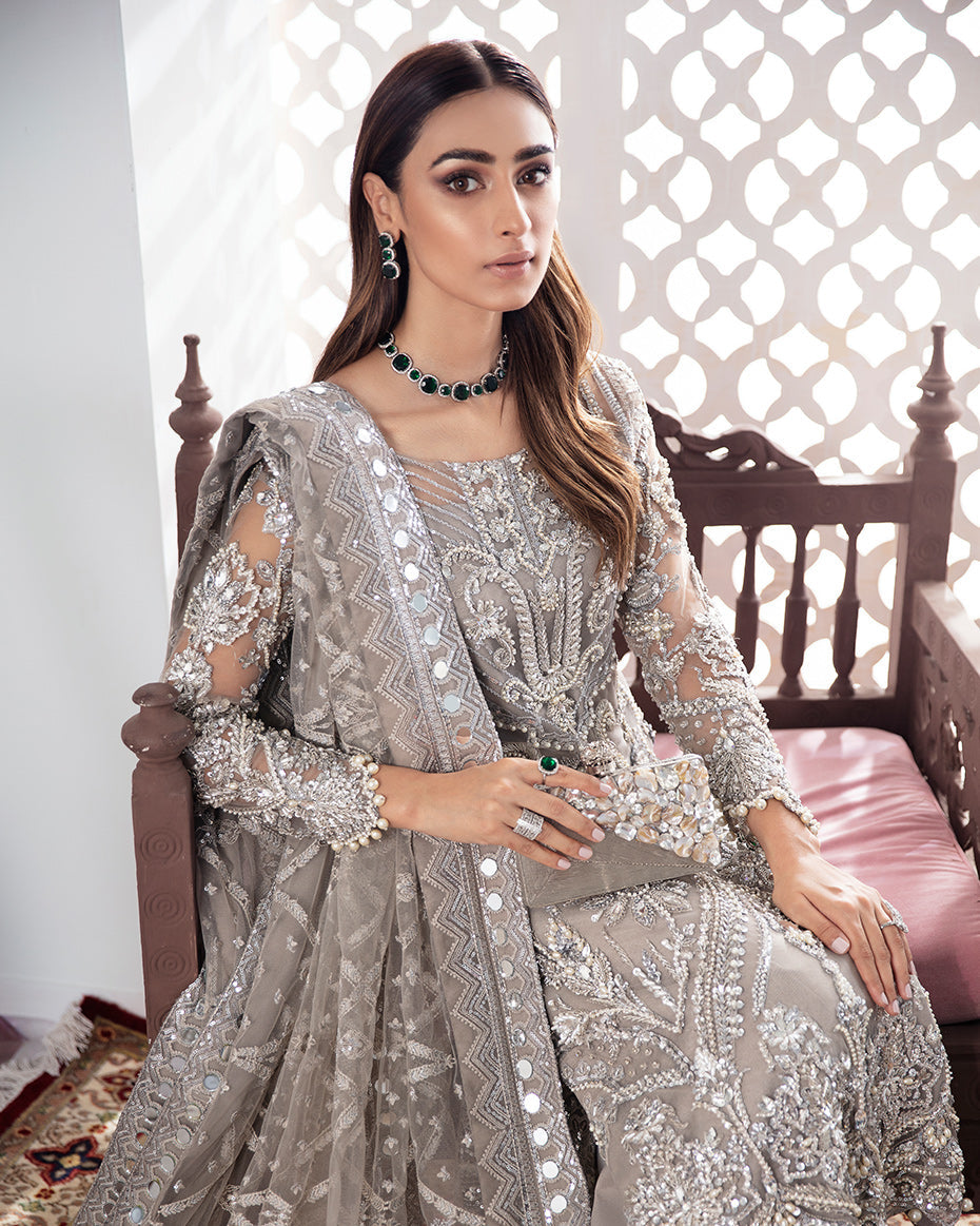 Gulaal | Wedding Formals | Gulnoor Embroidered Net 3-Piece Suit WS-18