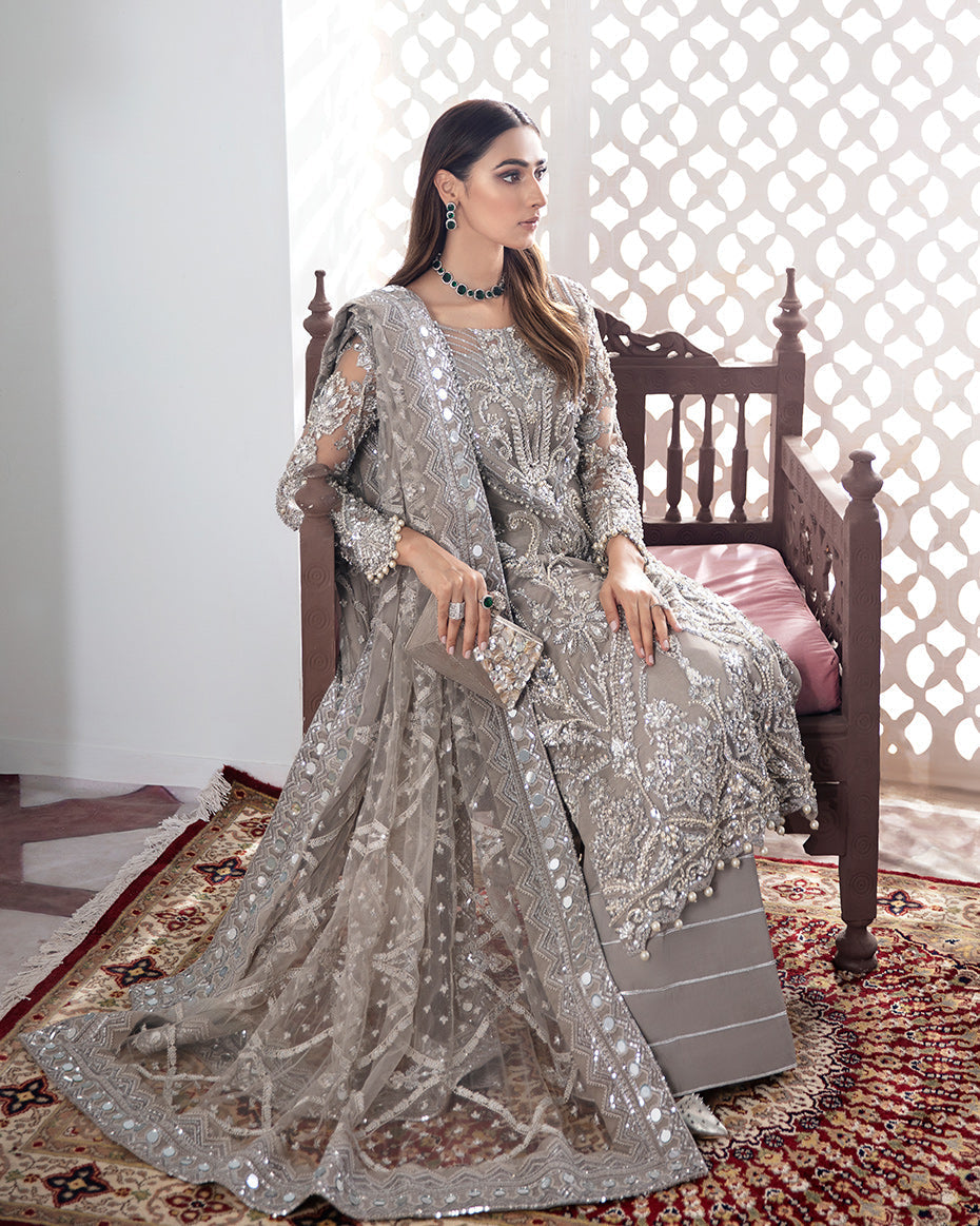 Gulaal | Wedding Formals | Gulnoor Embroidered Net 3-Piece Suit WS-18