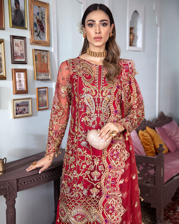 Gulaal | Wedding Formals | Tamanah Embroidered Net 3-Piece Suit WS-12