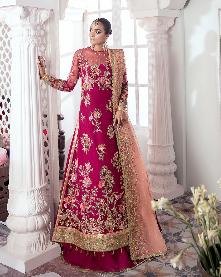 Gulaal | Wedding Formals | CHAMELI EMBROIDERED NET 3-PIECE SUIT WS-10