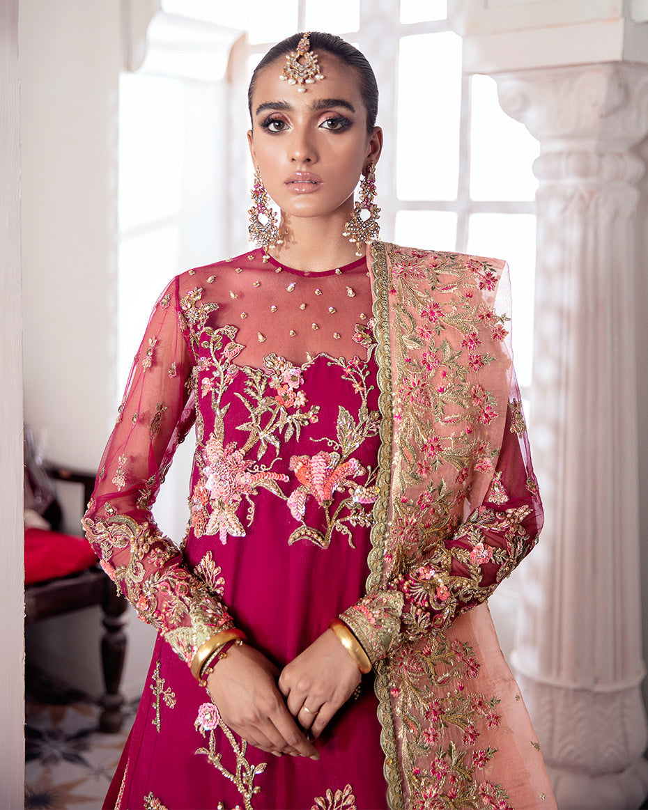 Gulaal | Wedding Formals | CHAMELI EMBROIDERED NET 3-PIECE SUIT WS-10