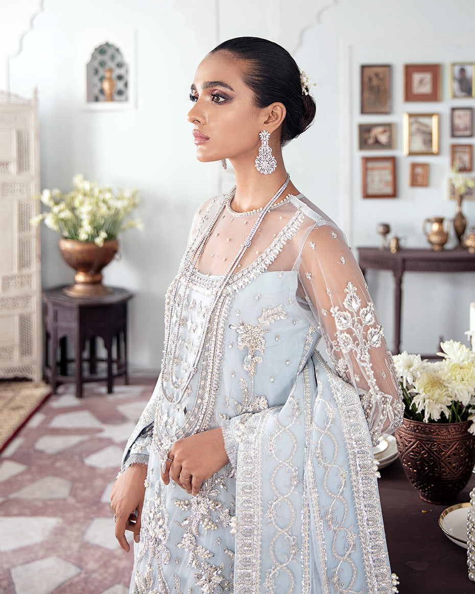 Gulaal | Wedding Formals | SAIKA EMBROIDERED NET 3-PIECE SUIT WS-20