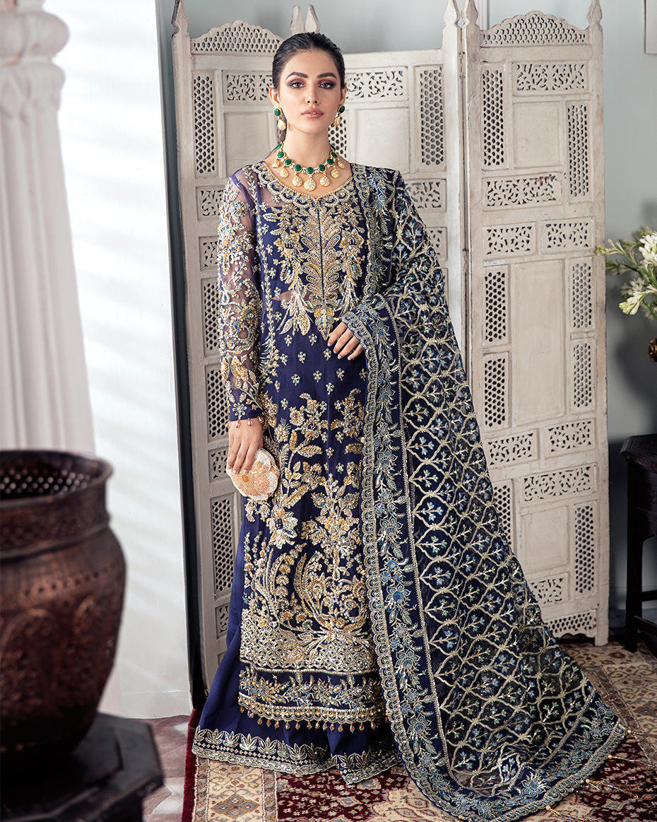 Gulaal | Wedding Formals | QAYINAAT EMBROIDERED NET 3-PIECE SUIT WS-16 -  Gulaal Bridal - Original Designer Dress - House of Maryam