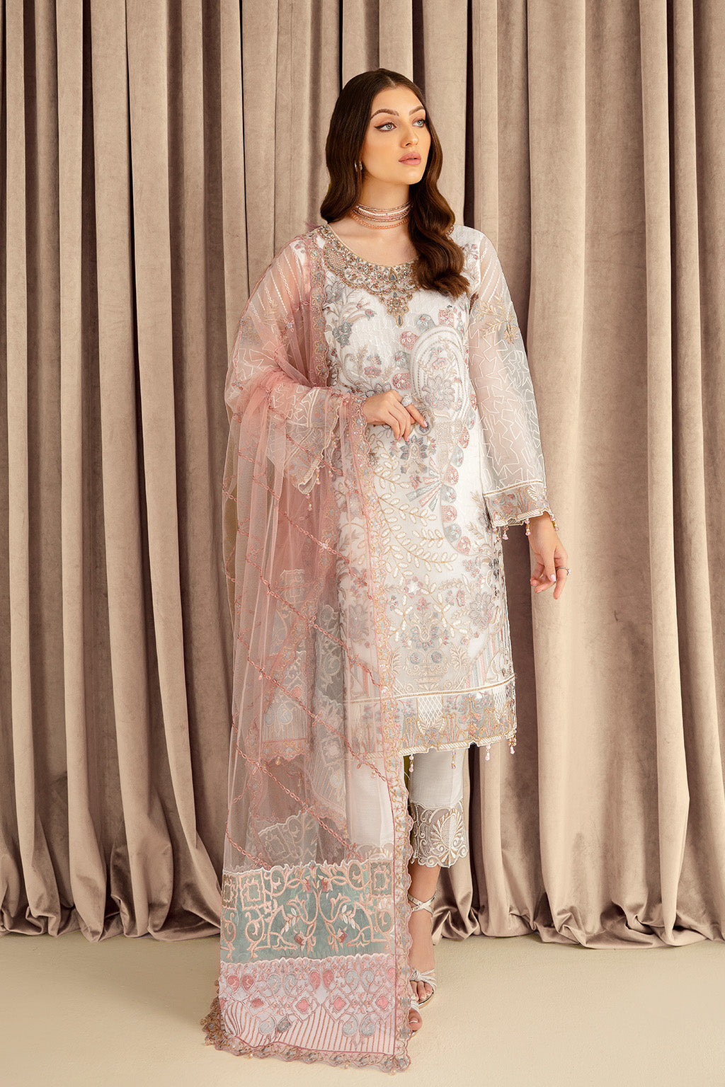 Ramsha | Minhal Organza Collection | M-707 by Designer Ramsha - House of Maryam - Pakistani Designer Ethnic Wear in {{ shop.shopifyCountryName }}