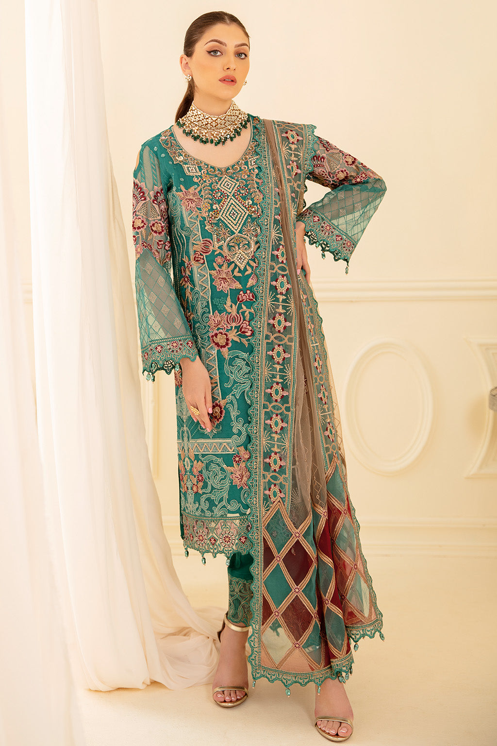 Ramsha | Minhal Organza Collection | M-708 by Designer Ramsha - House of Maryam - Pakistani Designer Ethnic Wear in {{ shop.shopifyCountryName }}