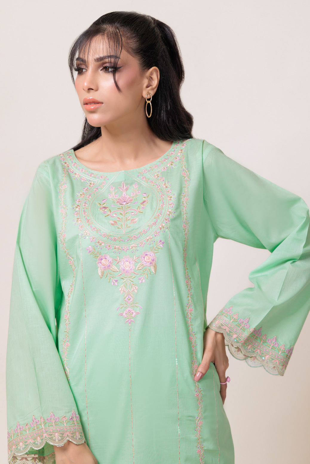 Bonanza Satrangi | M Green Cambric 2 Piece (1S24B2P002) -  Bonanza Satrangi Ready To Wear - Original Designer Dress - House of Maryam