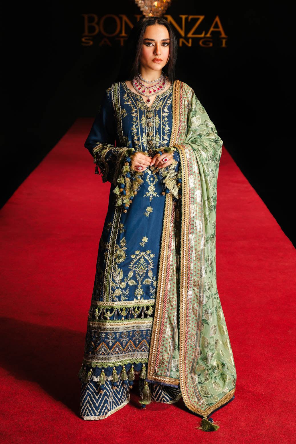 Bonanza Satrangi | Eclat Glace 3 Pc (1W24CD3P26) -  Bonanza Satrangi Unstitched - Original Designer Dress - House of Maryam