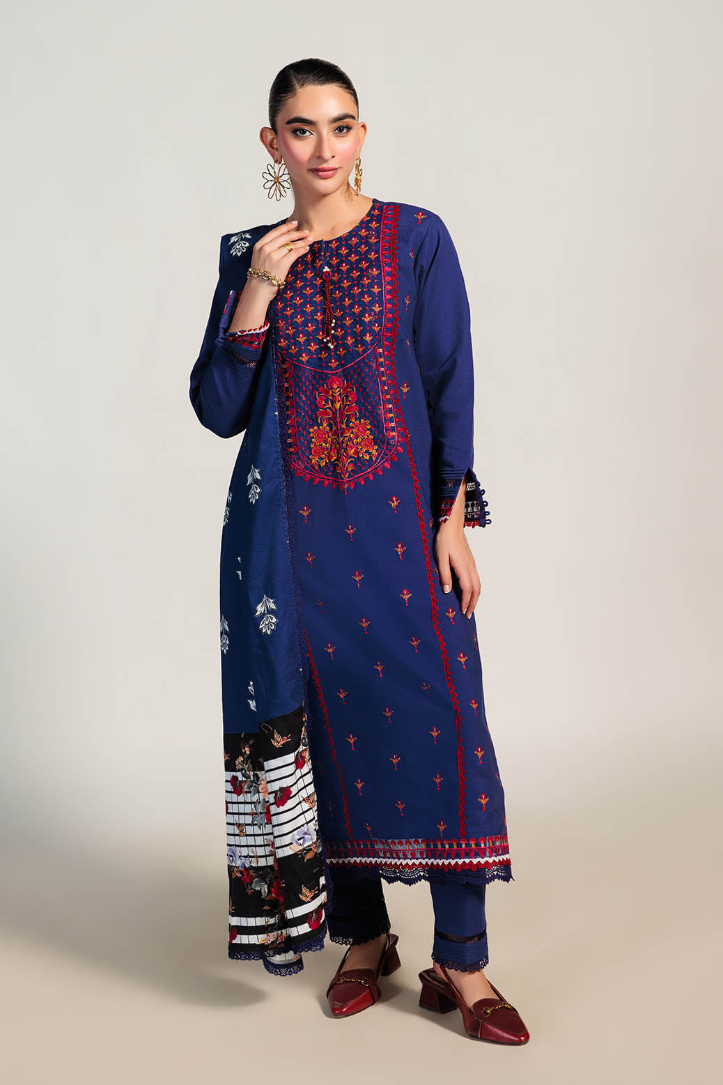 Bonanza Satrangi | Elora 3 Pc (1W24E3P002) -  Bonanza Satrangi Unstitched - Original Designer Dress - House of Maryam