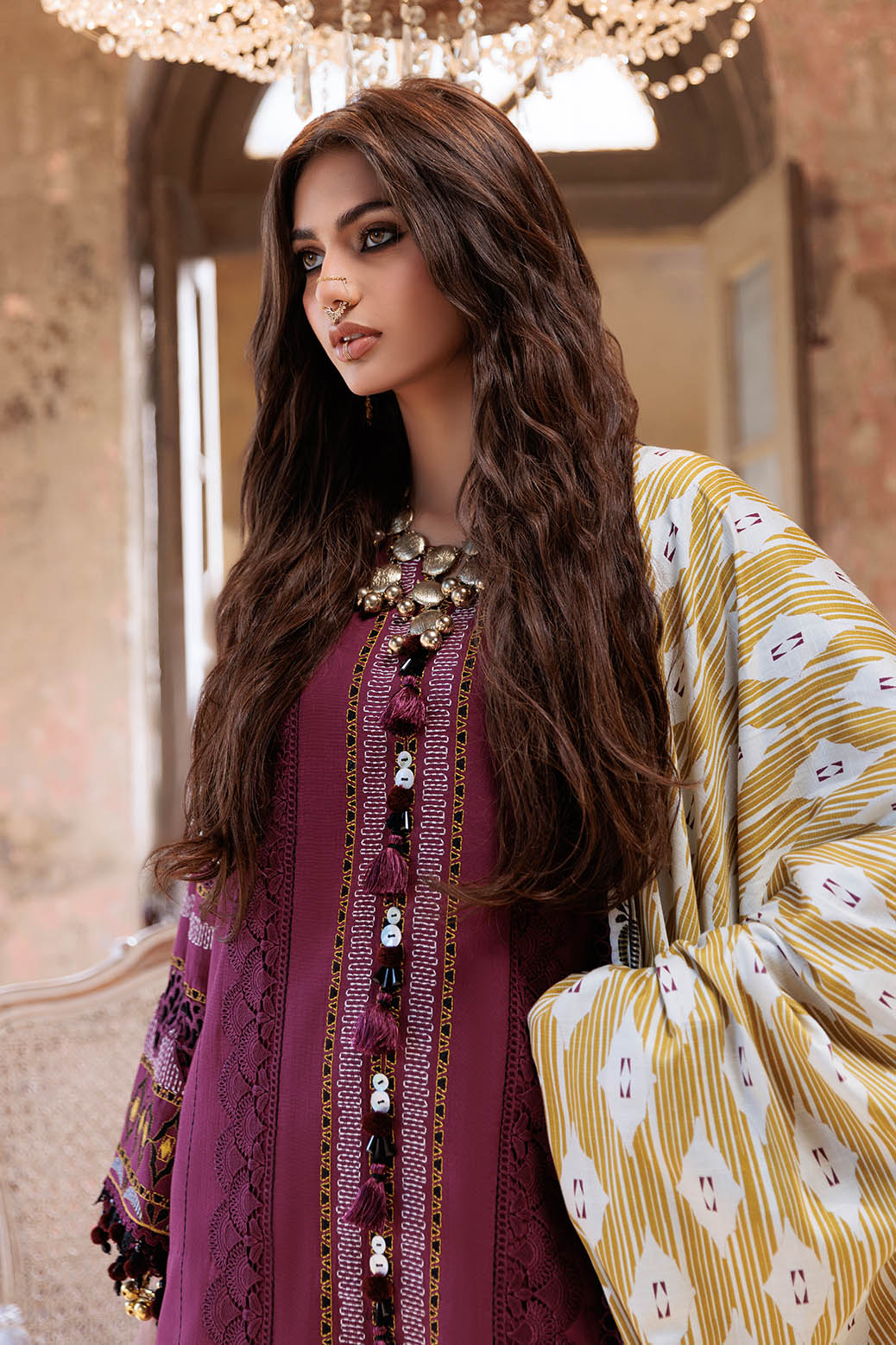 Bonanza Satrangi | Ruby Wine 3 Pc (1W24E3P005) -  Bonanza Satrangi Unstitched - Original Designer Dress - House of Maryam