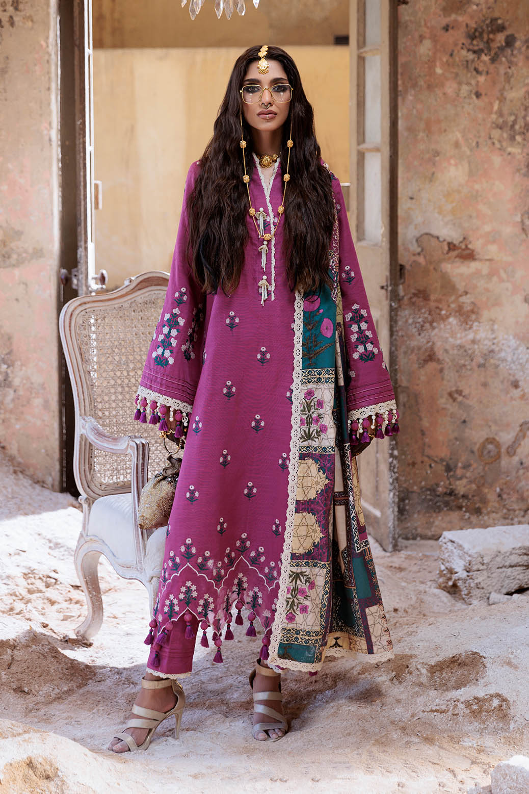 Bonanza Satrangi | Sangna 3 Pc (1W24E3P022) -  Bonanza Satrangi Unstitched - Original Designer Dress - House of Maryam