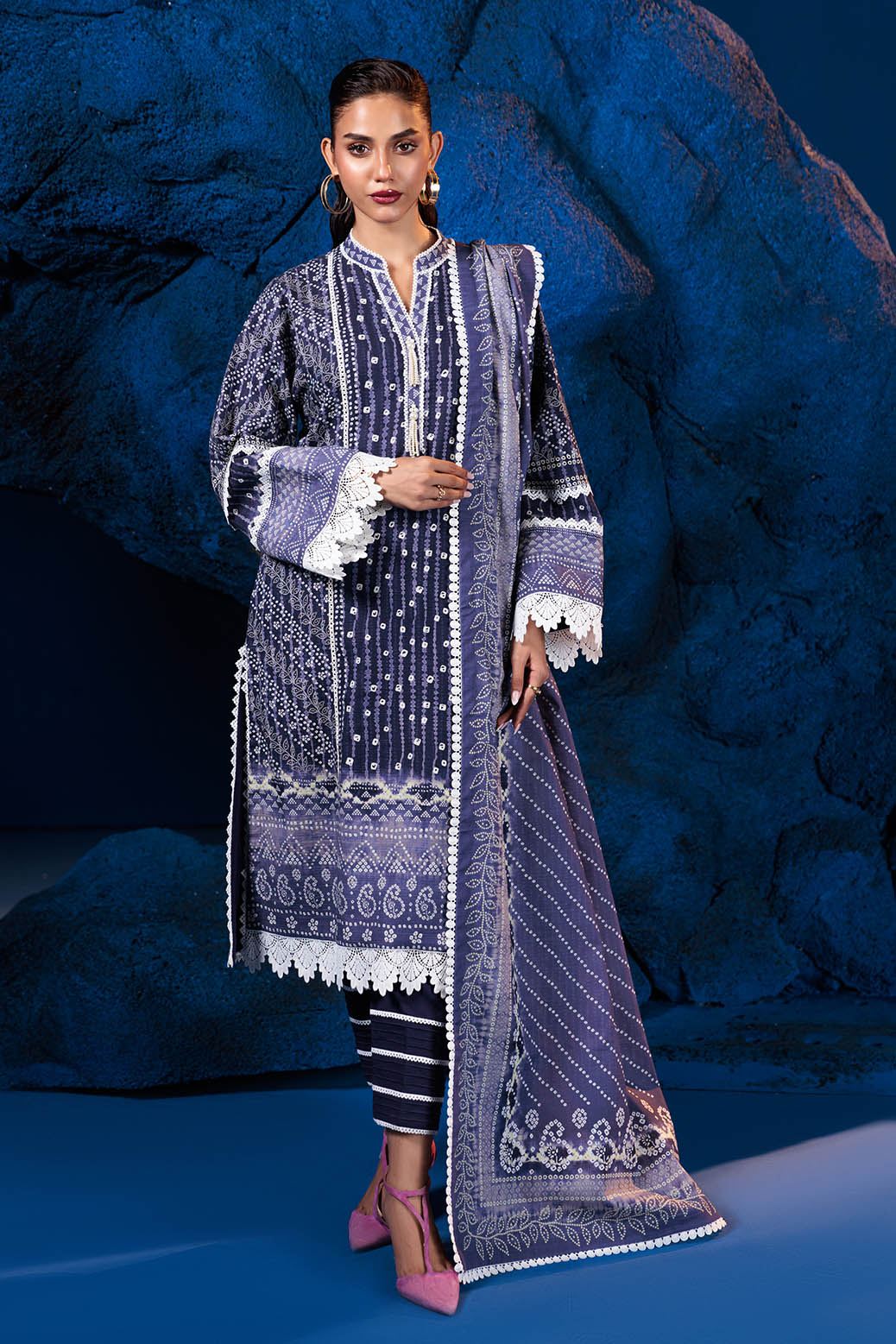 Bonanza Satrangi | Pale Ins 3 Pc (1W24P3P093) -  Bonanza Satrangi Unstitched - Original Designer Dress - House of Maryam