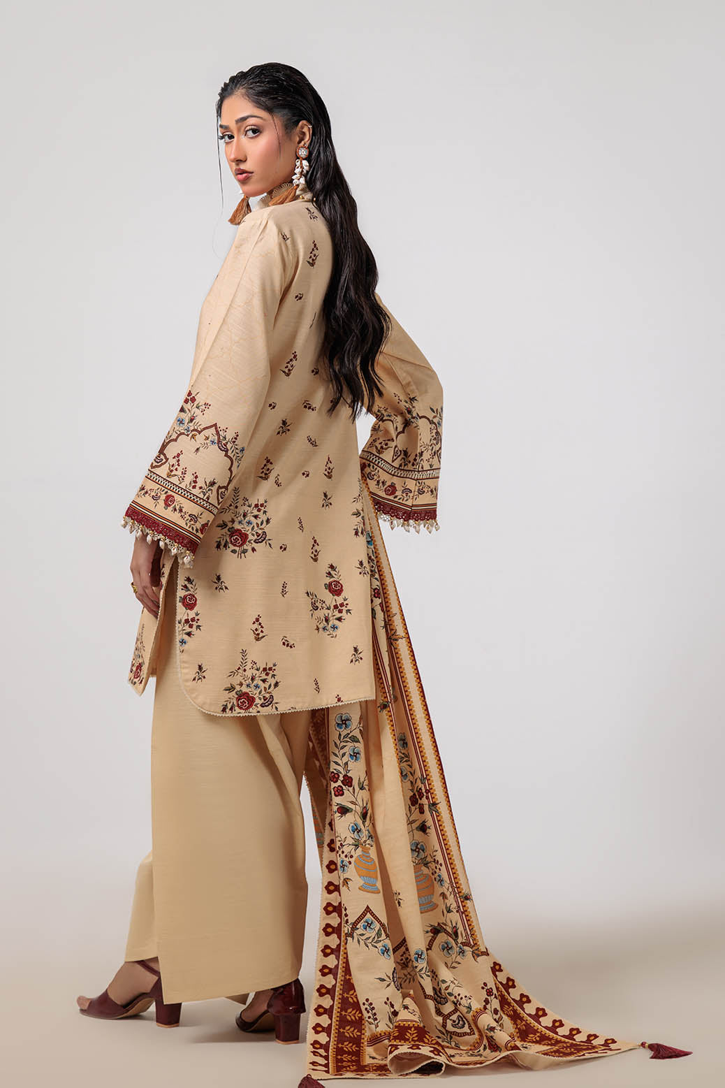 Bonanza Satrangi | Coffee Grain 3 Pc (1W24P3P175) -  Bonanza Satrangi Unstitched - Original Designer Dress - House of Maryam