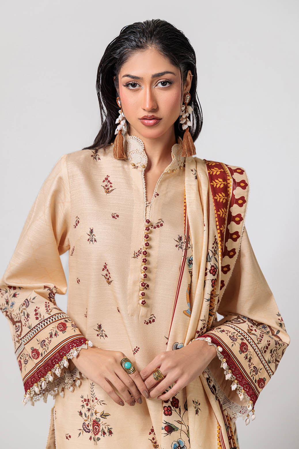 Bonanza Satrangi | Coffee Grain 3 Pc (1W24P3P175) -  Bonanza Satrangi Unstitched - Original Designer Dress - House of Maryam