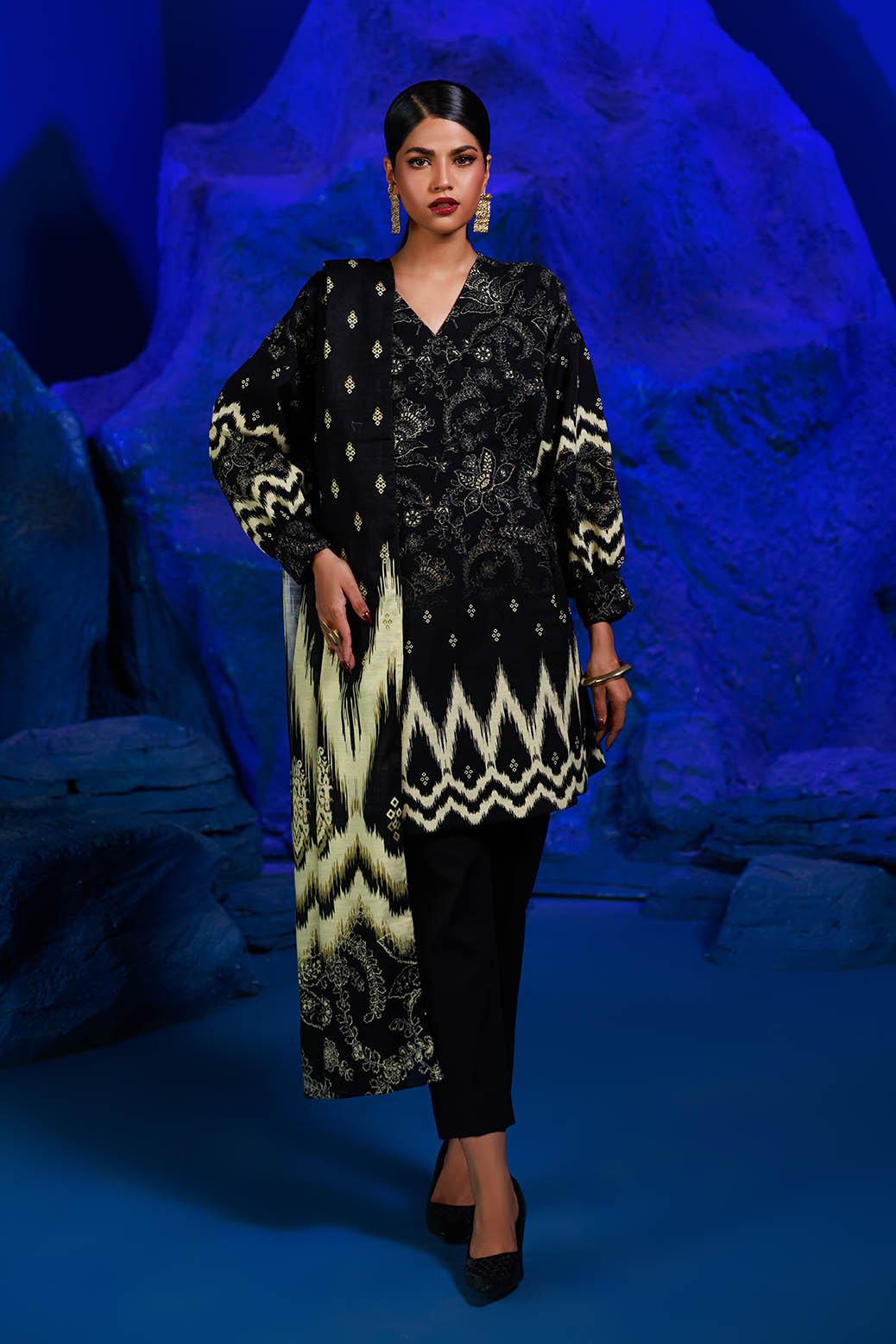 Bonanza Satrangi | Midnight 3 Pc (1W24P3P249) -  Bonanza Satrangi Unstitched - Original Designer Dress - House of Maryam