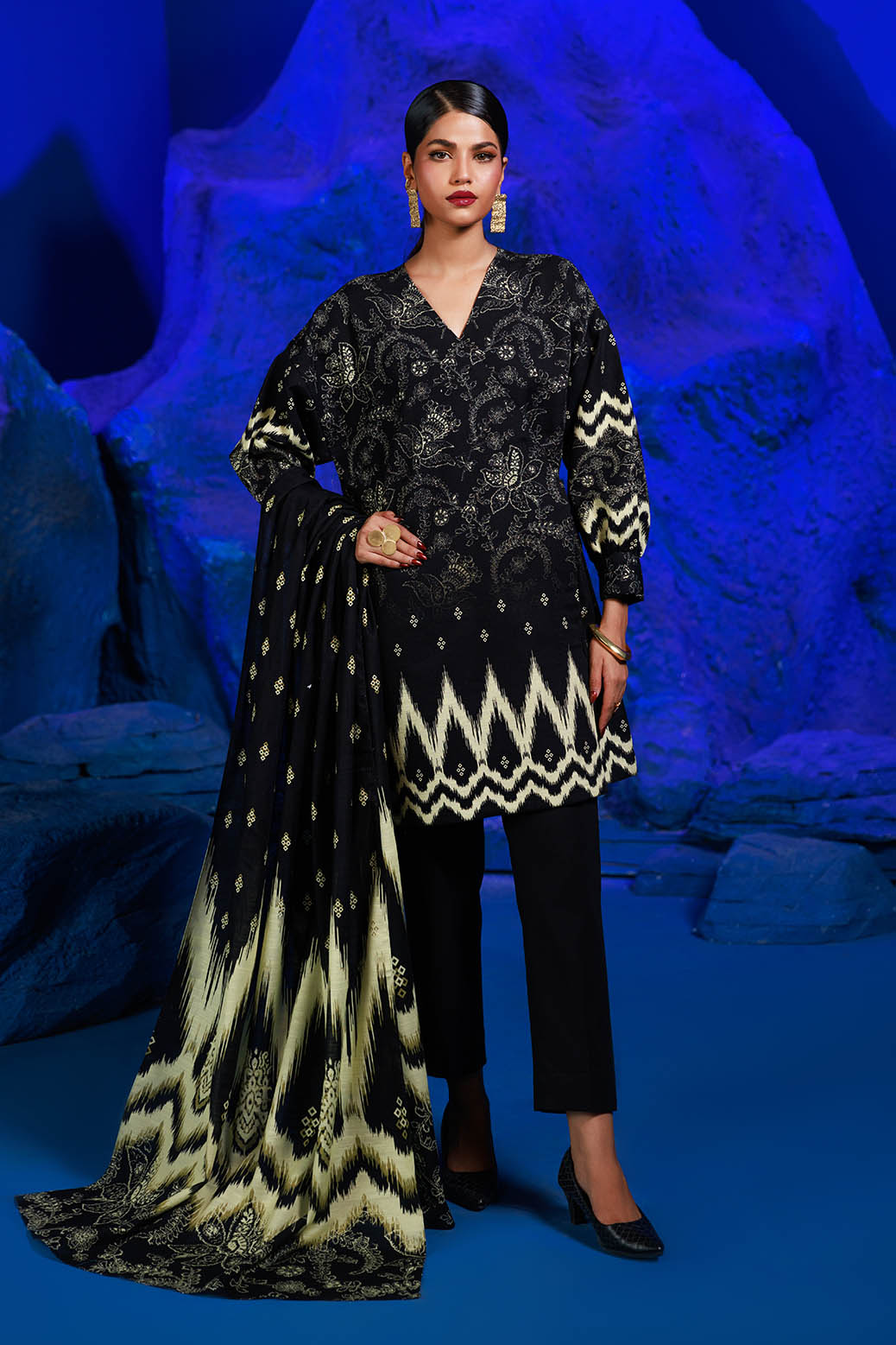 Bonanza Satrangi | Midnight 3 Pc (1W24P3P249) -  Bonanza Satrangi Unstitched - Original Designer Dress - House of Maryam