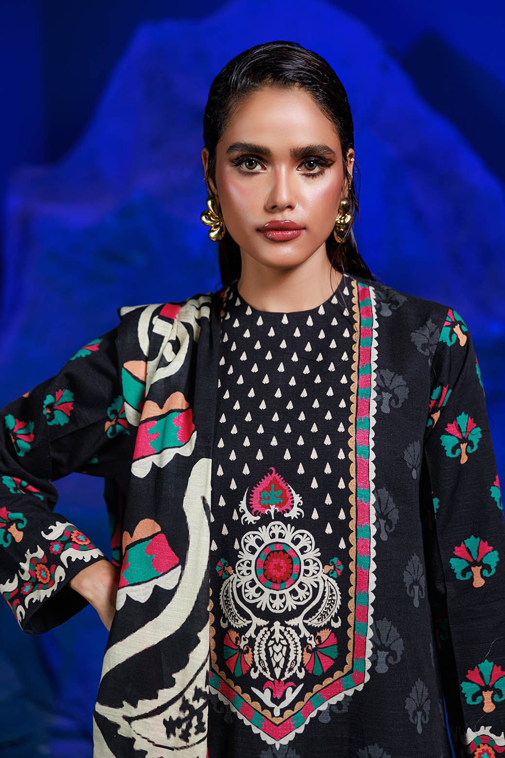 Bonanza Satrangi | Moonless Night 3 Pc (1W24P3P251) -  Bonanza Satrangi Unstitched - Original Designer Dress - House of Maryam