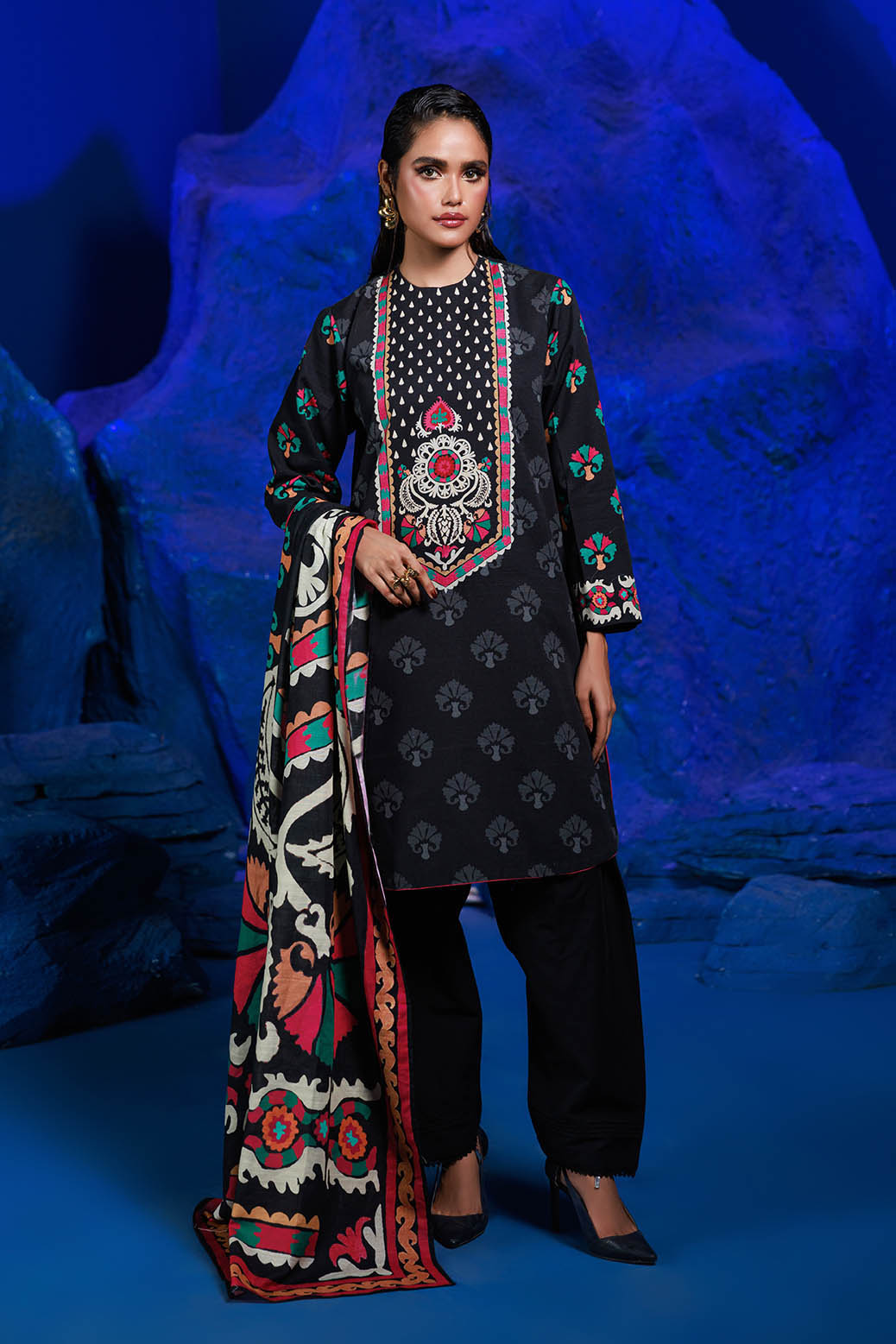 Bonanza Satrangi | Moonless Night 3 Pc (1W24P3P251) -  Bonanza Satrangi Unstitched - Original Designer Dress - House of Maryam