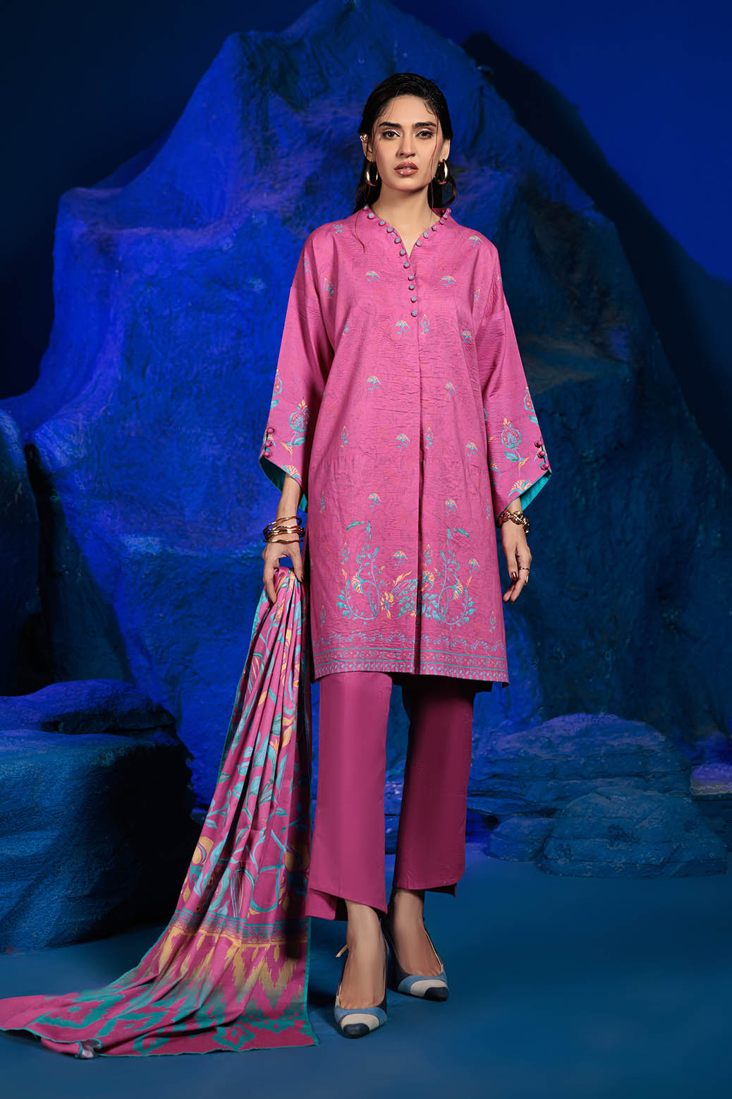 Bonanza Satrangi | Raspberry Sorbet 3 Pc (1W24P3P359) -  Bonanza Satrangi Unstitched - Original Designer Dress - House of Maryam
