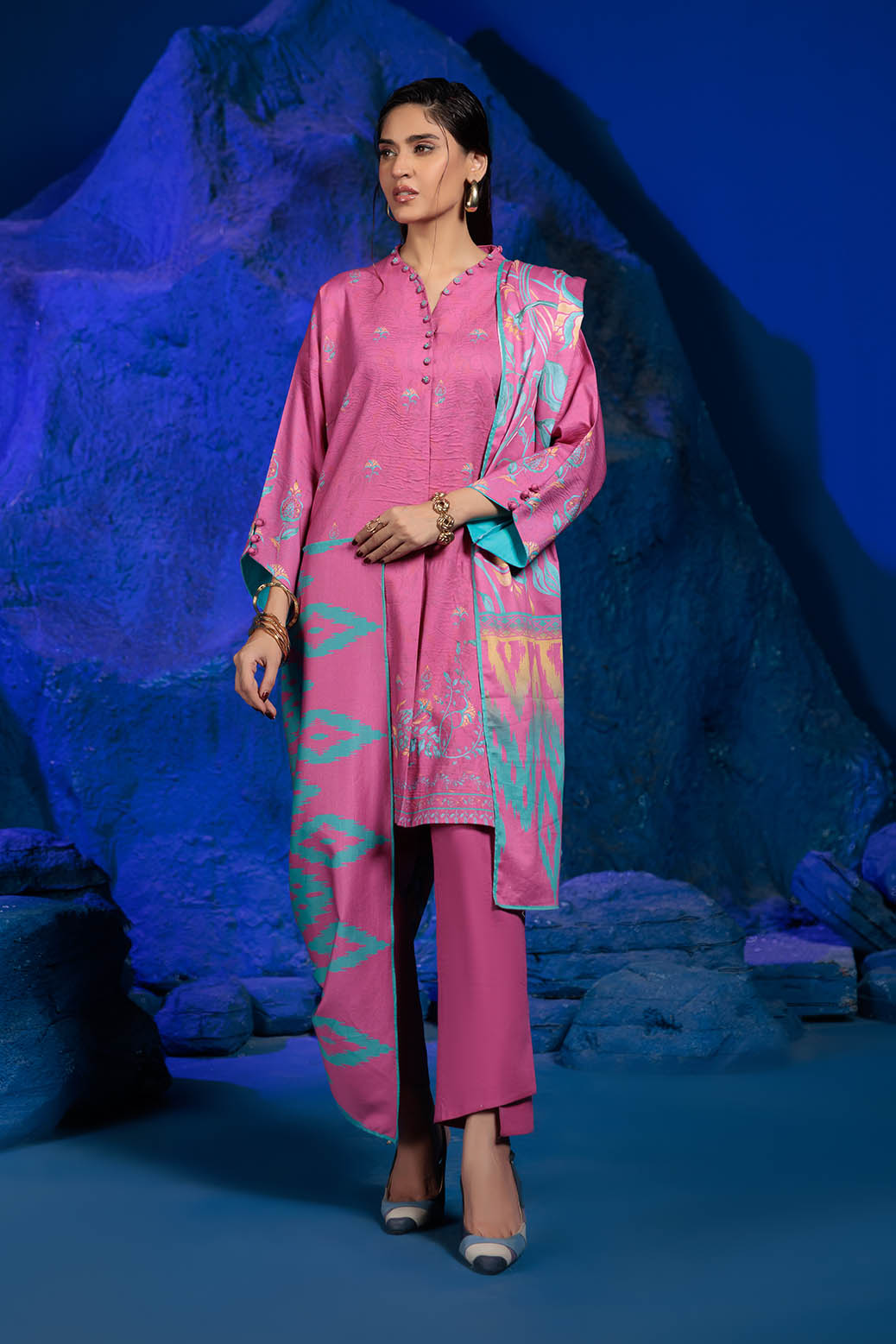 Bonanza Satrangi | Raspberry Sorbet 3 Pc (1W24P3P359) -  Bonanza Satrangi Unstitched - Original Designer Dress - House of Maryam