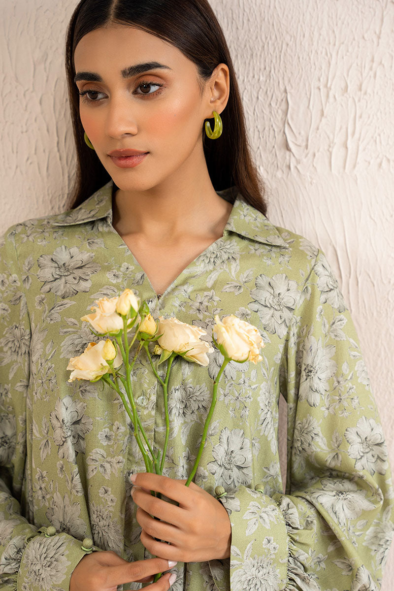 Cross Stitch | Basic Pret | Winter Pear Printed Linen Shirt-5
