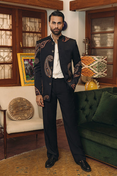 Republic By Omar Farooq | Bandhgala Suit | "Salman" Bandhgala Jacket -  Republic by Omar Farooq Bandhgala Suit - Original Designer Dress - House of Maryam