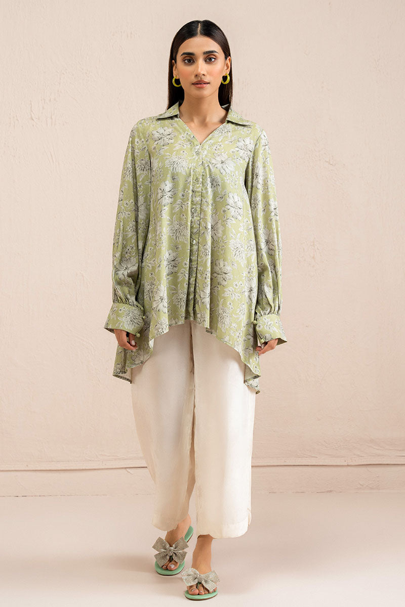 Cross Stitch | Basic Pret | Winter Pear Printed Linen Shirt-2