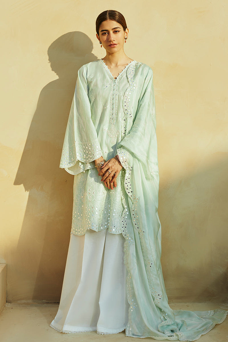 Cross Stitch | Premium Lawn 24 | WHISPER MINT -  Cross Stitch Formal - Original Designer Dress - House of Maryam