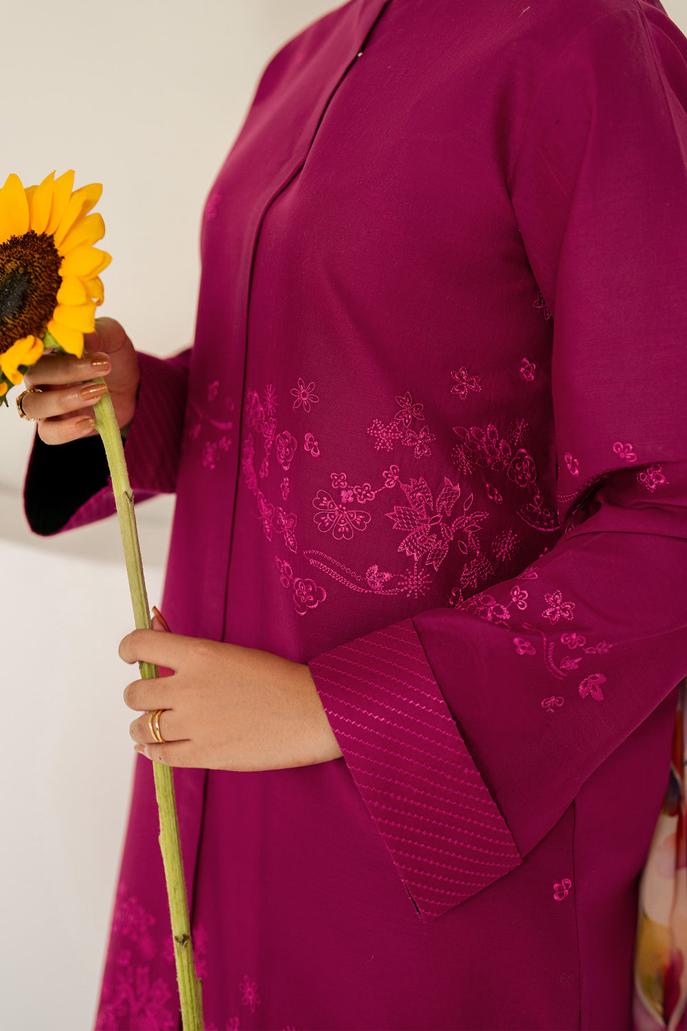 Farasha | Thread Lines Embroidered | Fuchsia Fern -  Farasha Ladies Clothes - Original Designer Dress - House of Maryam