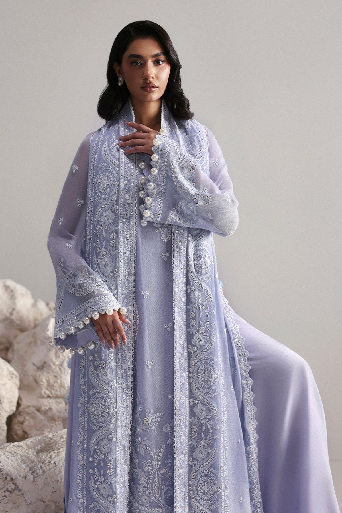 Afrozeh Vaelis lavender khaadi net formal suit, photo 4
