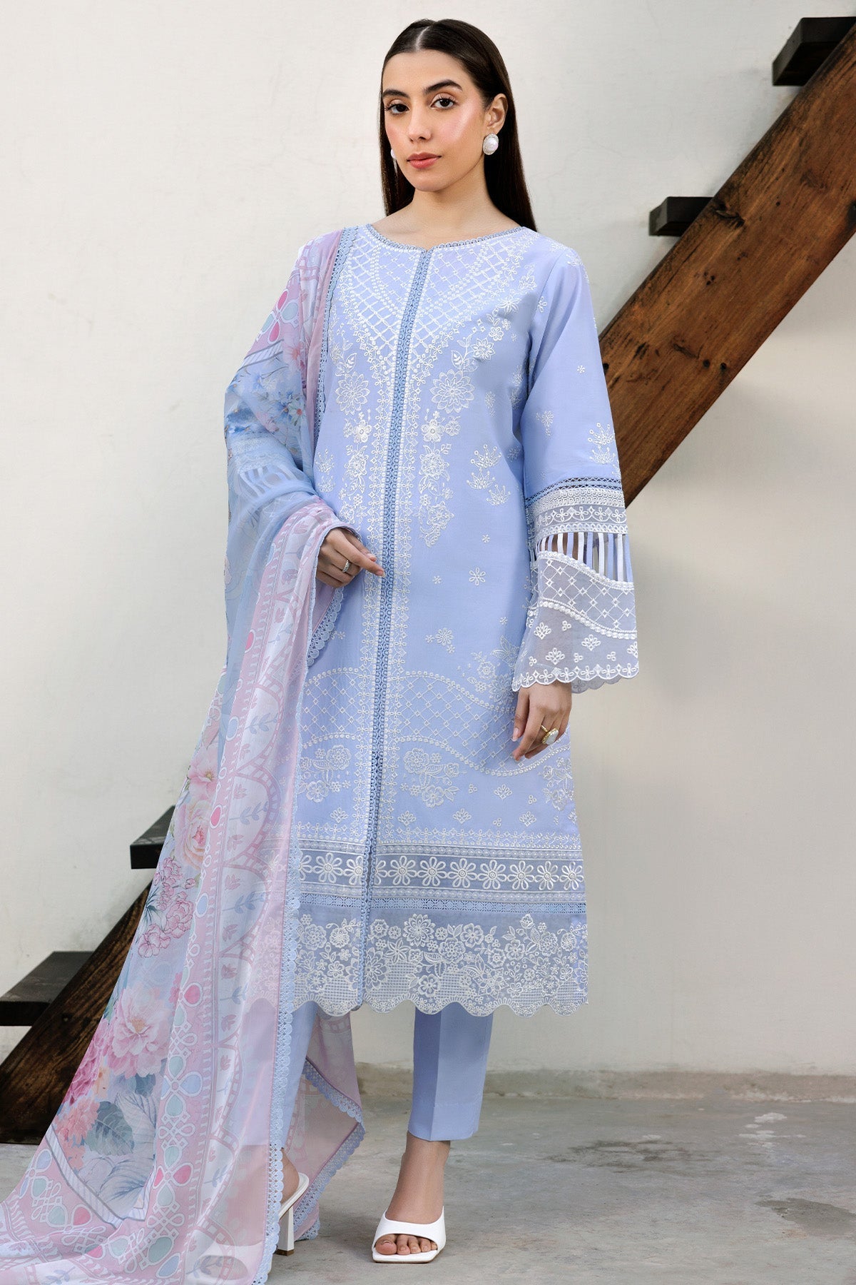 Farasha | Summer Weaves Embroidered Lawn | Serene Blue -  Farasha Ladies Clothes - Original Designer Dress - House of Maryam