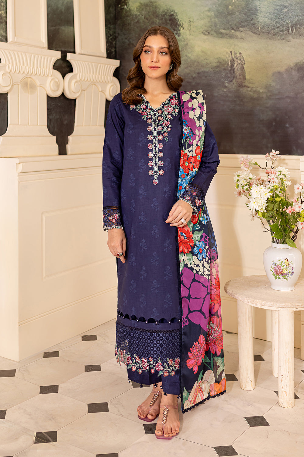 Farasha | Seraya Lawn 24 | INDIGO by Designer Farasha - House of Maryam - Pakistani Designer Ethnic Wear in {{ shop.shopifyCountryName }}