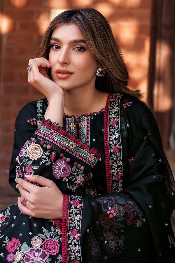 Farasha | Dastoor Embroidered Lawn SS24 | ORNATE NOIR by Designer Farasha - House of Maryam - Pakistani Designer Ethnic Wear in {{ shop.shopifyCountryName }}