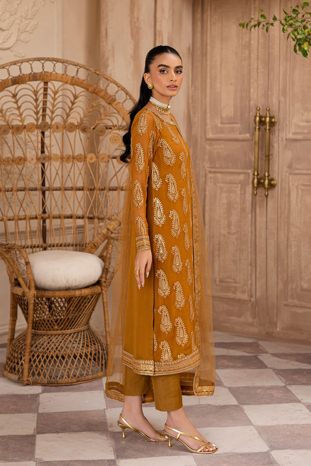 Batik | Zahay Festive Pret | Paisley Mustard -  Batik Ladies Clothes - Original Designer Dress - House of Maryam