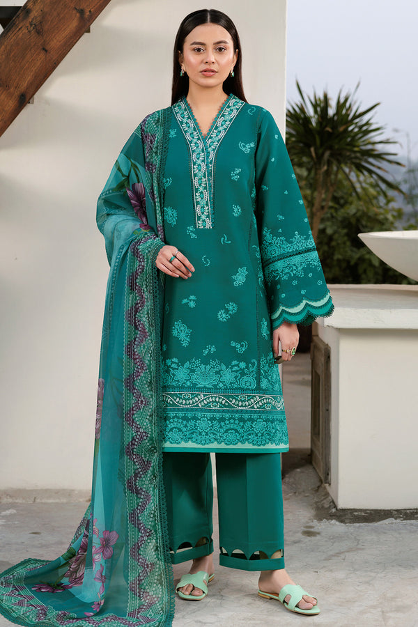 Farasha | Summer Weaves Embroidered Lawn | Dewy Teal -  Farasha Ladies Clothes - Original Designer Dress - House of Maryam