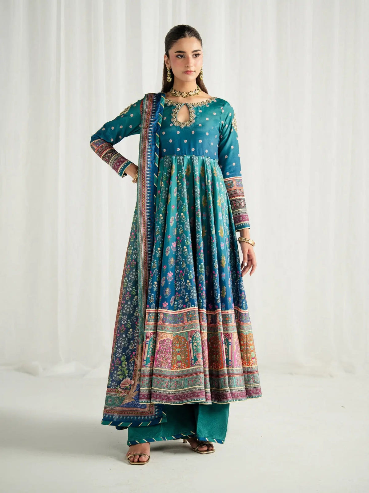Gulaal | Aira Printed Silk | Azure