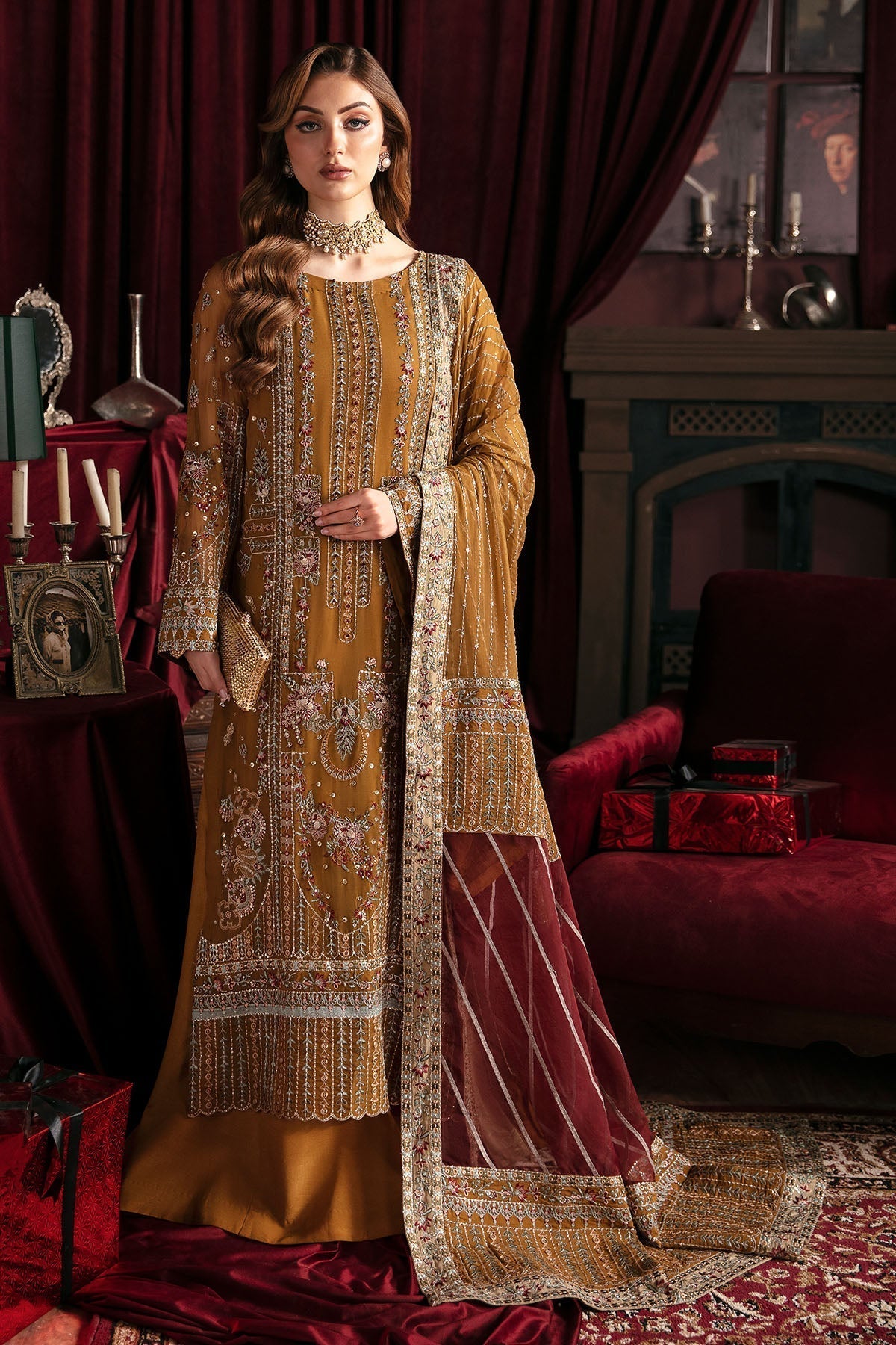 Nureh | Elanora Formal 24 | CRIMSON by Designer Nureh - House of Maryam - Pakistani Designer Ethnic Wear in {{ shop.shopifyCountryName }}