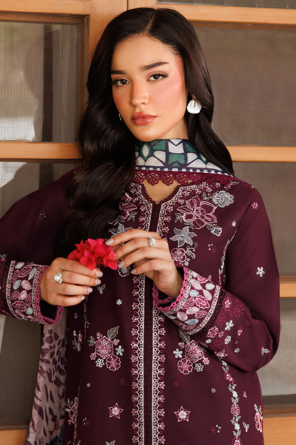 Farasha | Summer Weaves Embroidered Lawn | Burgandy Rush -  Farasha Ladies Clothes - Original Designer Dress - House of Maryam