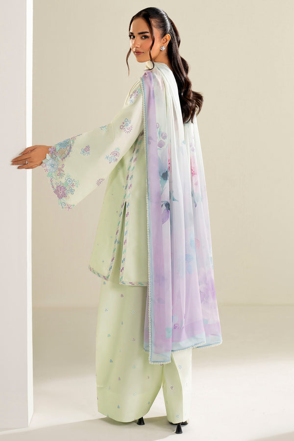 Farasha | Summer Weaves Embroidered Lawn | Mint Garden-2