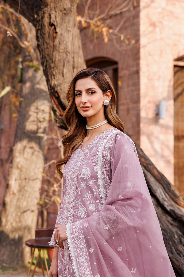 Farasha | Dastoor Embroidered Lawn SS24 | DAINTY LILAC -  Farasha Luxury - Original Designer Dress - House of Maryam