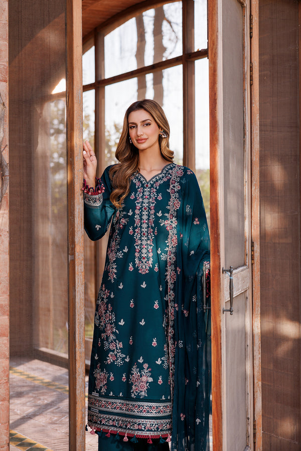 Farasha | Dastoor Embroidered Lawn SS24 | EMERALD CHARM