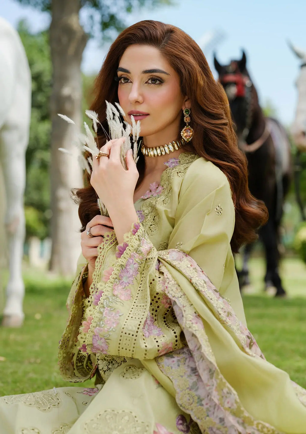 Elaf Premium | Luxury Lawn 25 | ELH-1A PISTACIA -  Elaf Premium Ladies Clothes - Original Designer Dress - House of Maryam