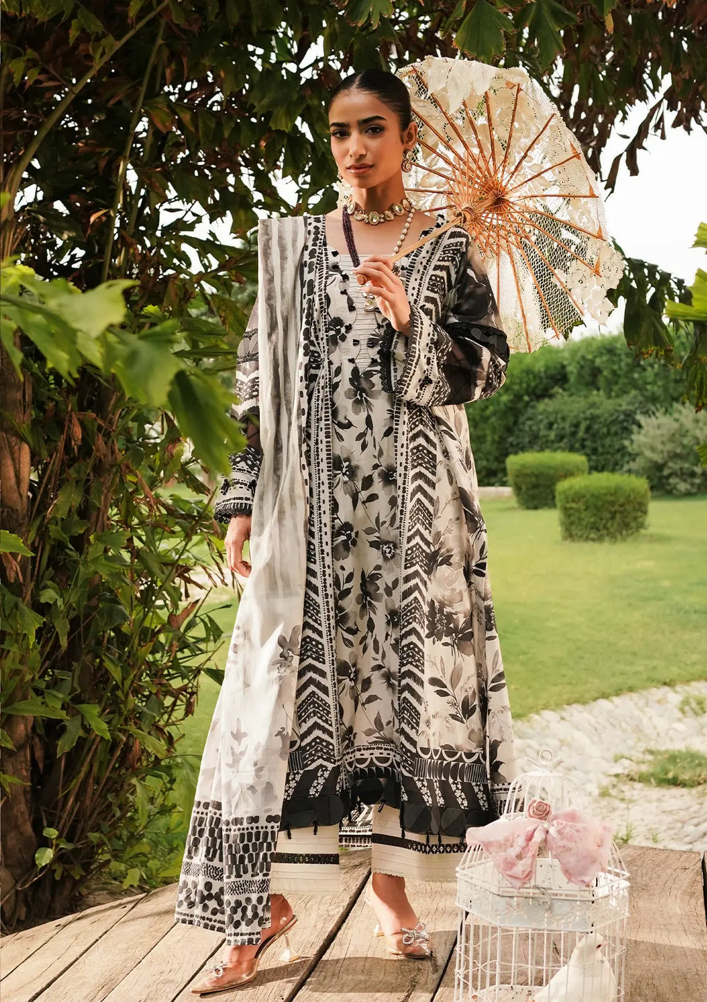 Elaf Premium | Printed Collection 24 | EEP-07B - Black Blossom -  Elaf Premium Casuals - Original Designer Dress - House of Maryam