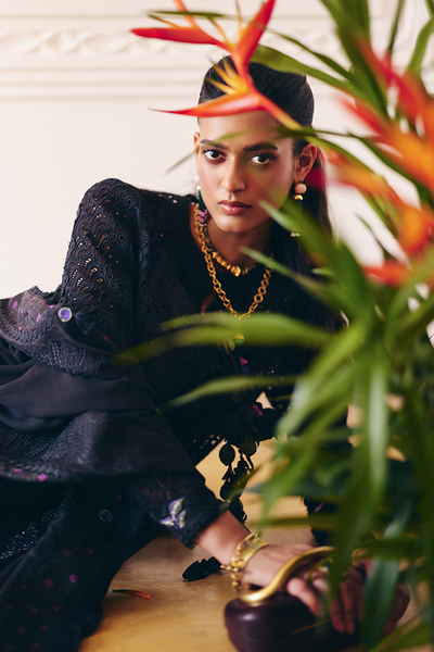 Suffuse Leyla midnight black cotton shirt and pants, photo 4